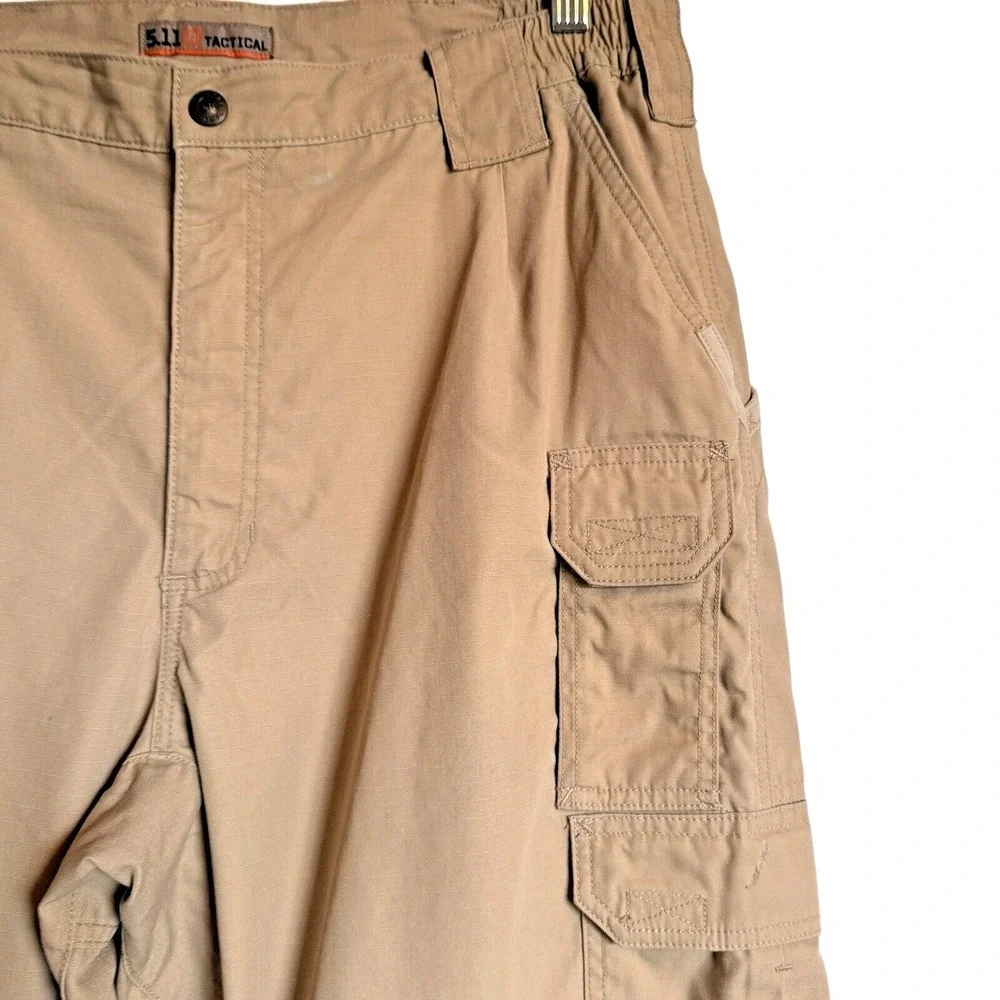 5.11 Tactical‎ Mens Khaki Tan Ripstop Cargo Pants Multi-Pocket Workwear 34x32